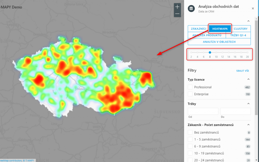 Vizualizace v heatmapě (Heatmap)