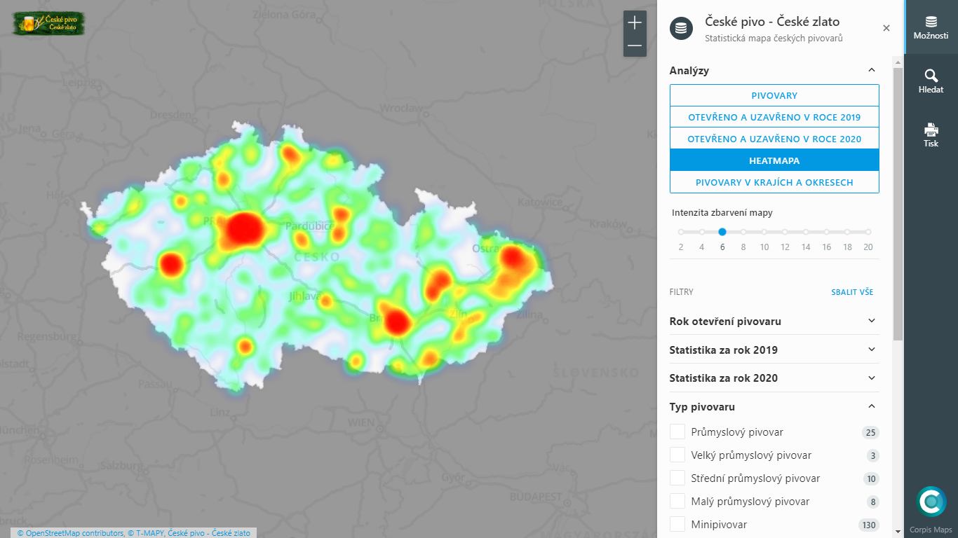 Corpis Maps - Analýza českých pivovarů