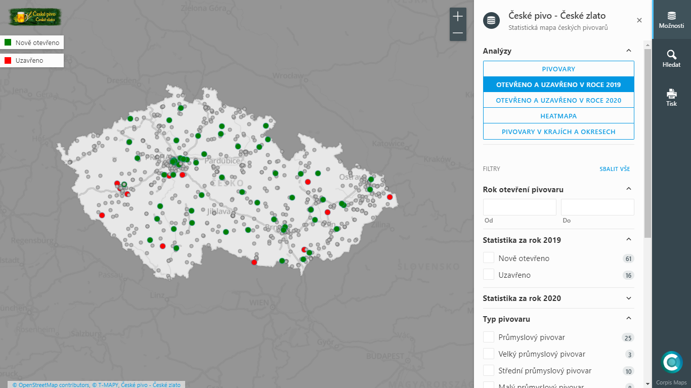 Corpis Maps - Analýza českých pivovarů