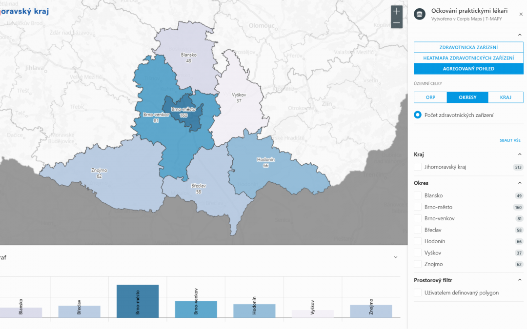 COVID-19 | Mapy očkujících praktických lékařů v Jihomoravském kraji