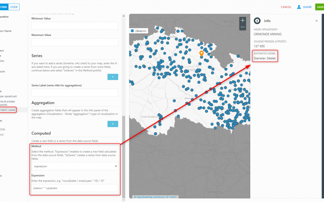 Calculations and composition of fields in Corpis Maps Studio