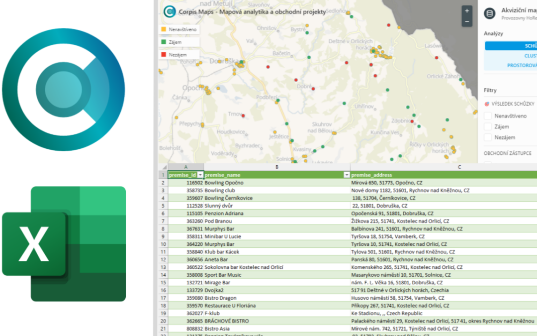 Import zeditovaných dat z mapy do Excelu